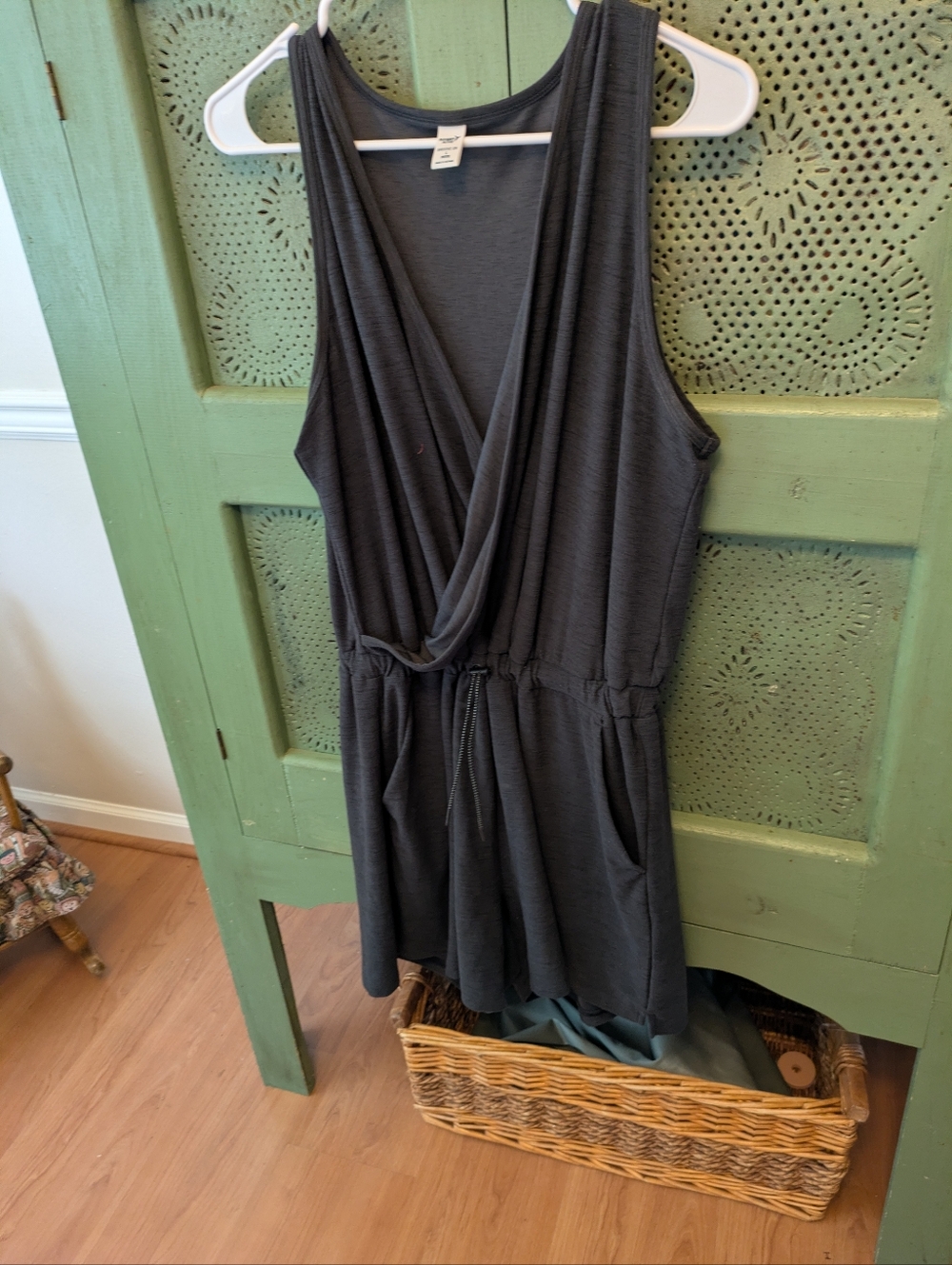 Old Navy Sleeveless Charcoal Gray Wrap-Front Romper